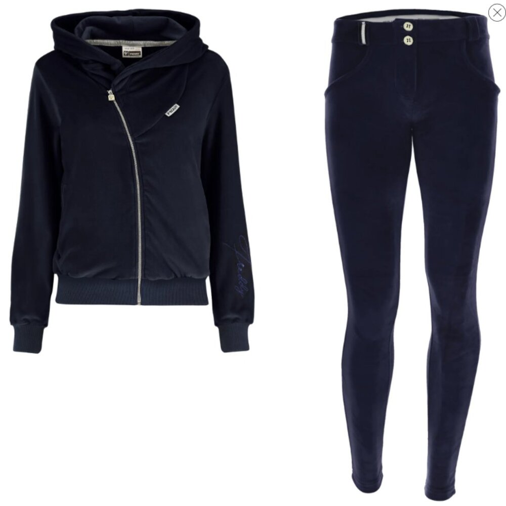 Freddy WR.UP® Tracksuit Set Velvet velour Hood Jacket with Pants Navy XS